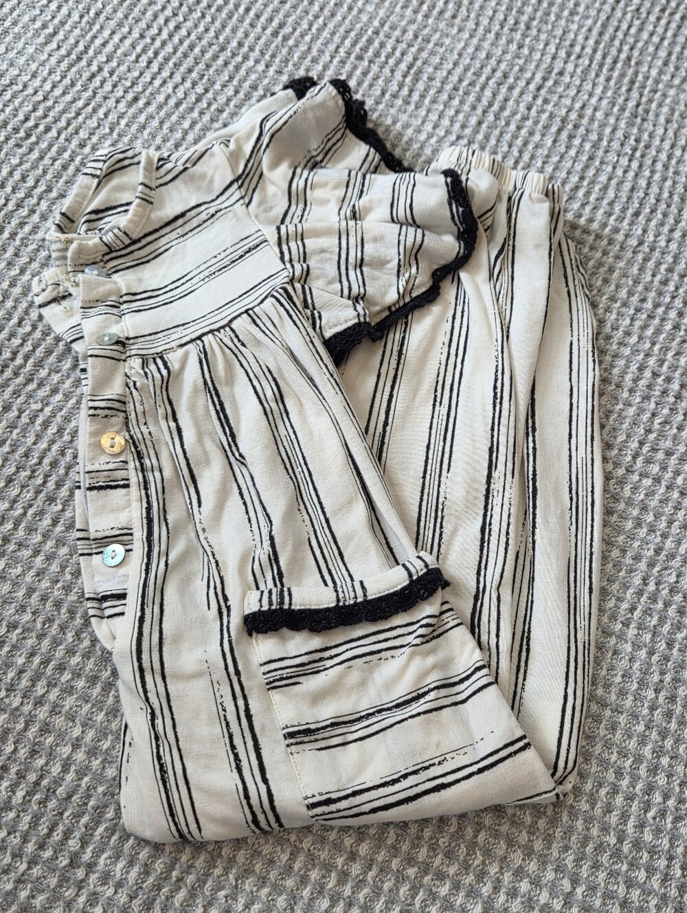 Striped Black & Cream Romper